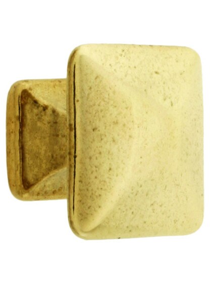 Small Pyramid Style Cabinet Knob - 1 inch Square in Unlacquered Brass.